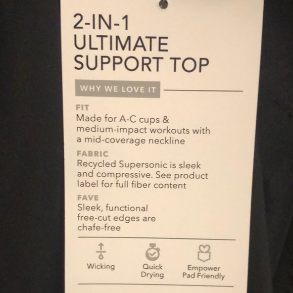 Athleta 2-In-1 Ultimate Support Top NWT Black - Picture 10 of 10